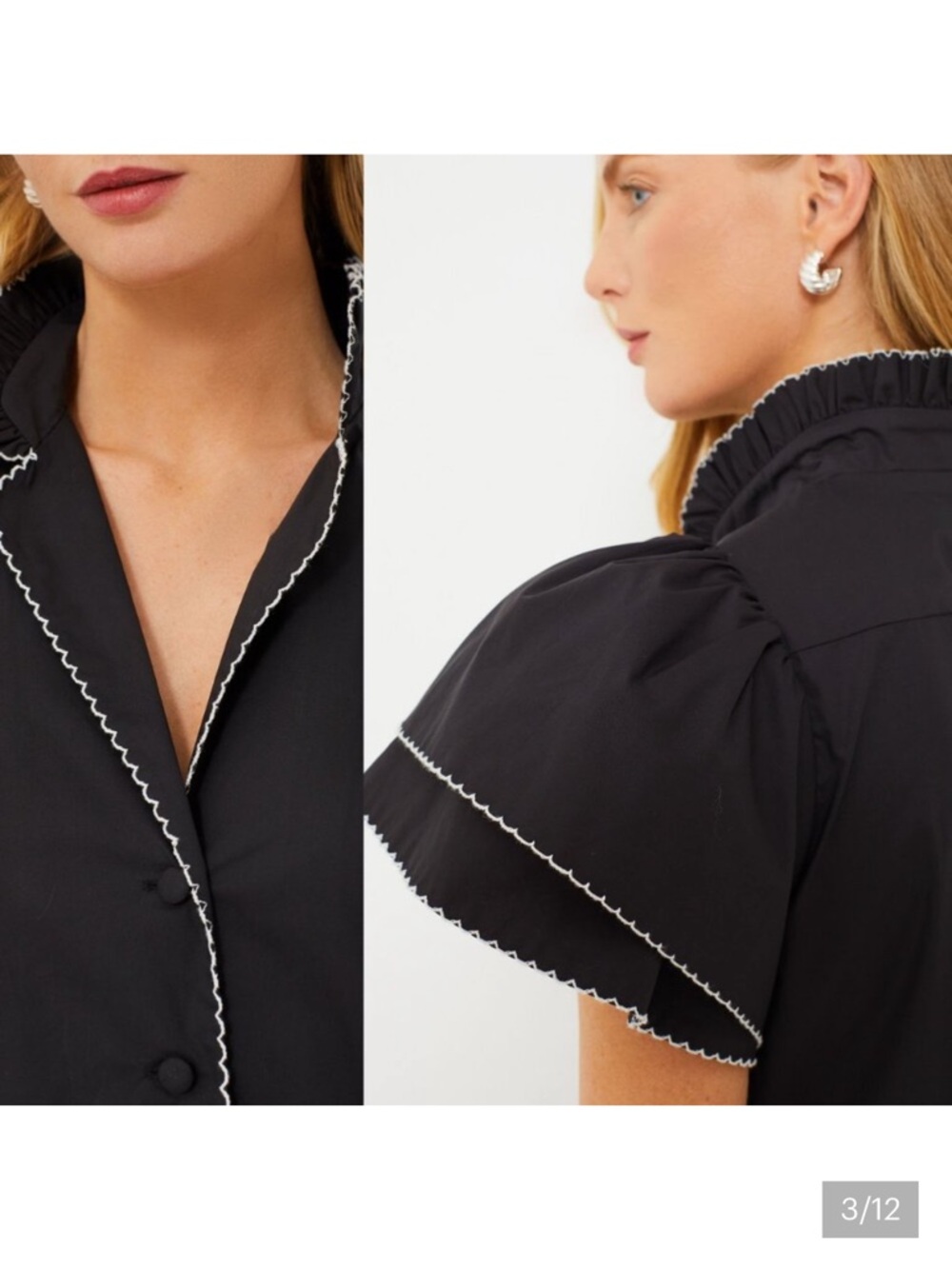 Tuckernuck Alice Black Ruffle-Sleeve Button-Front Midi Dress - Picture 3 of 9